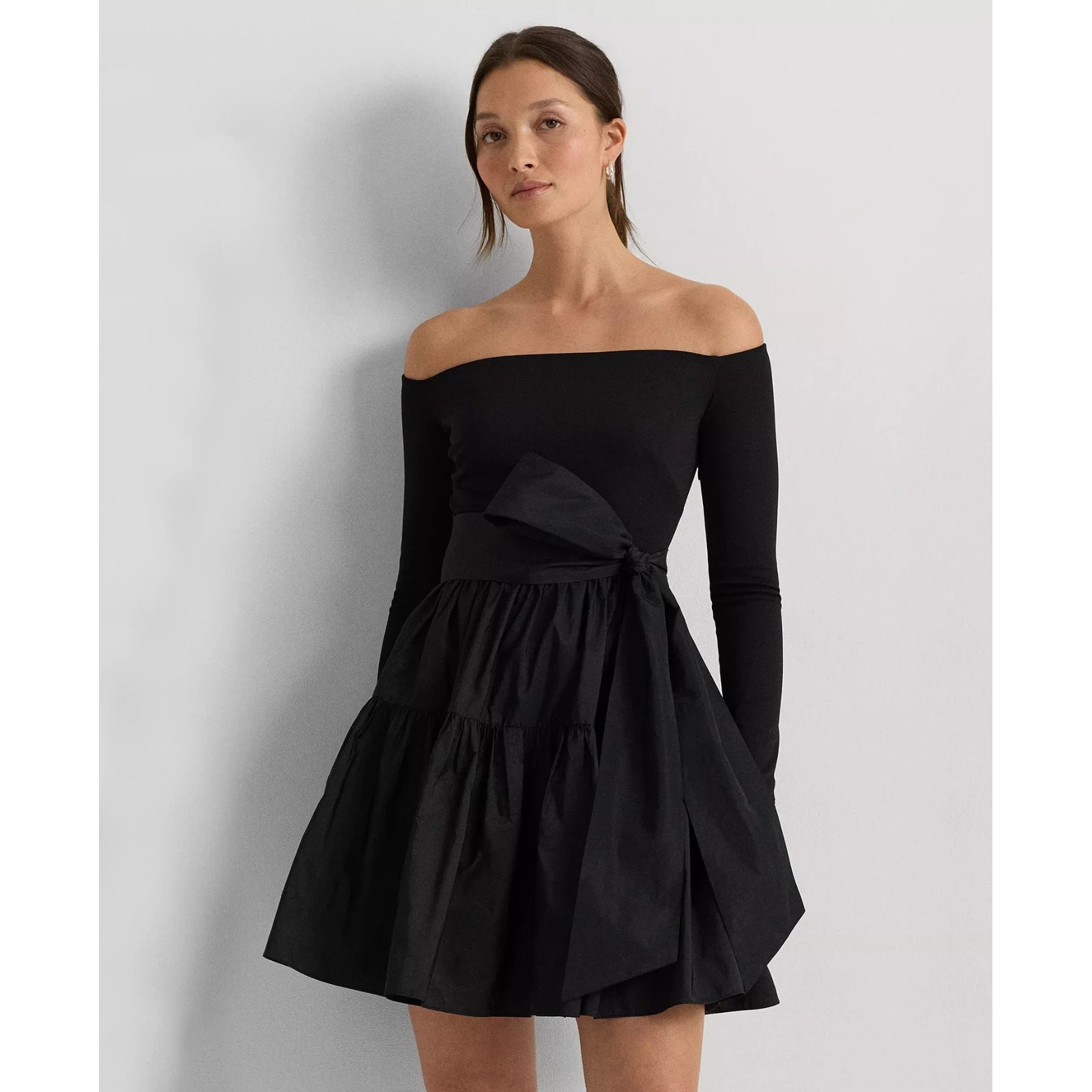 Lauren Ralph Lauren Women's Off-The-Shoulder Fit & Flare Dress Black Size 12